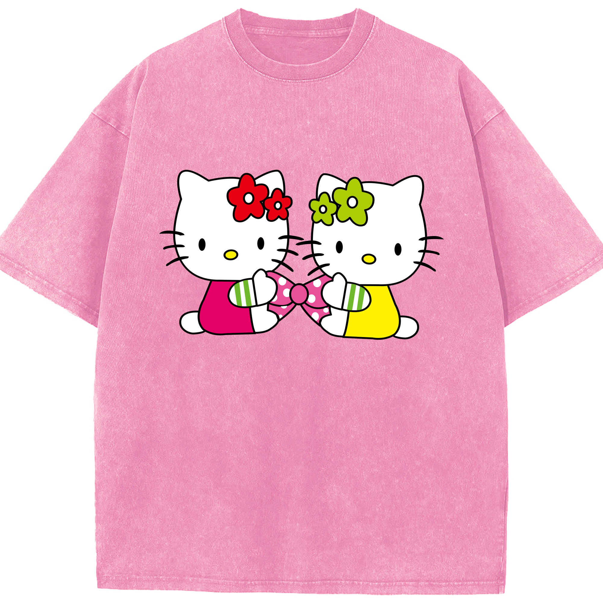 （画像用） Hello Kitty ハローキティ 綿100% ヴィンテージ風 半袖Tシャツ（フロントプリント）